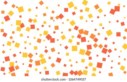 Many Stylish, Modern and Nice Looking Red, Orange and Yellow Confetti of Different Size on White Background