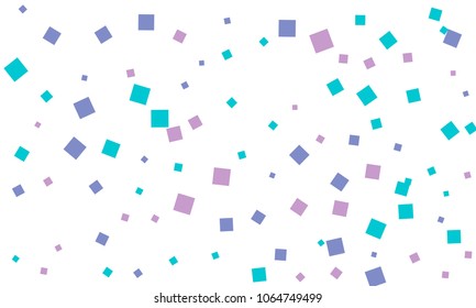 Many Stylish, Modern and Nice Looking Blue and Violet Confetti of Different Size on White Background