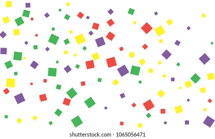 Many Stylish, Modern and Nice Looking Green, Red and Yellow Confetti of Different Size on White Background
