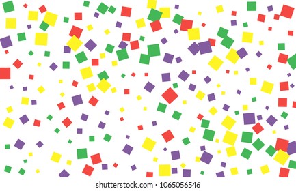 Many Stylish, Modern and Nice Looking Green, Red and Yellow Confetti of Different Size on White Background