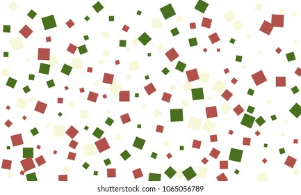 Many Stylish, Modern and Nice Looking Green and Red Confetti of Different Size on White Background