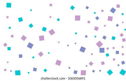 Many Stylish, Modern and Nice Looking Blue and Violet Confetti of Different Size on White Background