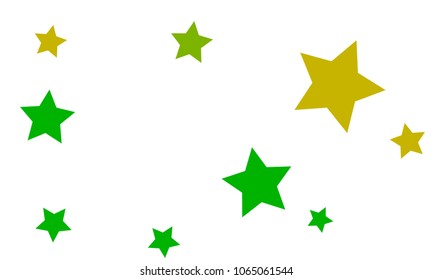 Many Stylish, Modern and Nice Looking Yellow and Green Stars of Different size on White Background