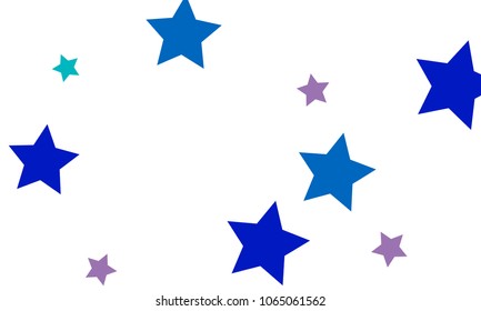 Many Stylish, Modern and Nice Looking Violet and Blue Stars of Different size on White Background