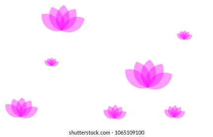 Many Stylish, Modern and Nice Looking Pink Lotuses on White Background