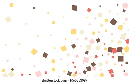 Many Stylish, Modern and Nice Looking Brown, Pink, Red and Yellow Confetti of Different Size on White Background