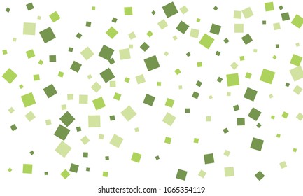 Many Stylish, Modern and Nice Looking Green Confetti of Different Size on White Background