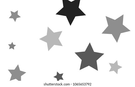 Many Stylish, Modern and Nice Looking Grey Stars of Different Size and Opacity on White Background