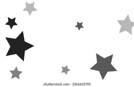 Many Stylish, Modern and Nice Looking Grey Stars of Different Size and Opacity on White Background