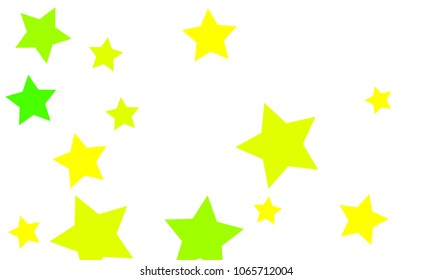 Many Stylish, Modern and Nice Looking Yellow and Green Stars of Different size on White Background
