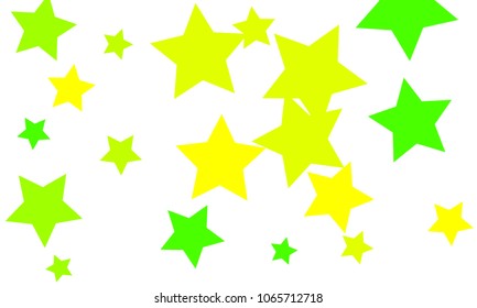 Many Stylish, Modern and Nice Looking Yellow and Green Stars of Different size on White Background