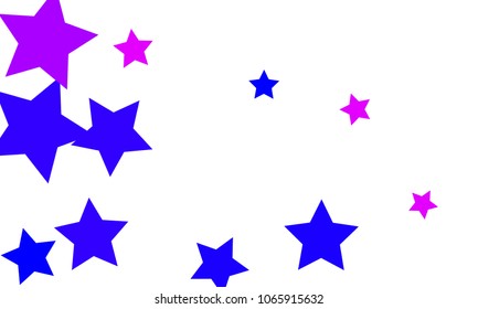 Many Stylish, Modern and Nice Looking Blue and Violet Stars of Different size on White Background