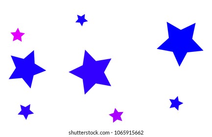 Many Stylish, Modern and Nice Looking Blue and Violet Stars of Different size on White Background