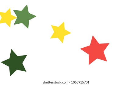 Many Stylish, Modern and Nice Looking Yellow and Green, Pink, Orange and Yellow Stars of Different size on White Background