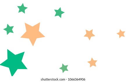 Many Stylish, Modern and Nice Looking Light Red and Green Stars of Different size on White Background