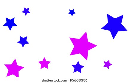 Many Stylish, Modern and Nice Looking Blue and Violet Stars of Different size on White Background