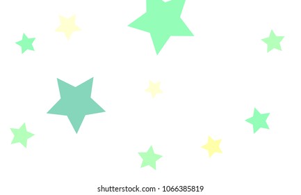 Many Stylish, Modern and Nice Looking Light Yellow, Blue and Green Stars of Different size on White Background