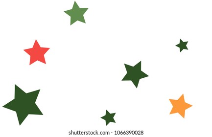 Many Stylish, Modern and Nice Looking Yellow and Green, Pink, Orange and Yellow Stars of Different size on White Background
