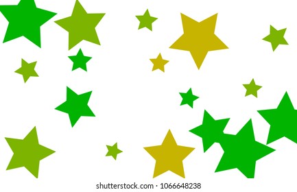 Many Stylish, Modern and Nice Looking Yellow and Green Stars of Different size on White Background