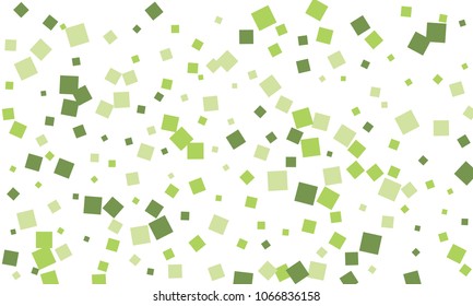 Many Stylish, Modern and Nice Looking Green Confetti of Different Size on White Background