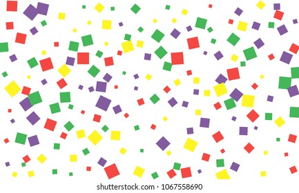 Many Stylish, Modern and Nice Looking Green, Red and Yellow Confetti of Different Size on White Background