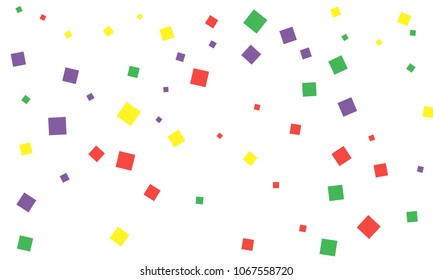 Many Stylish, Modern and Nice Looking Green, Red and Yellow Confetti of Different Size on White Background