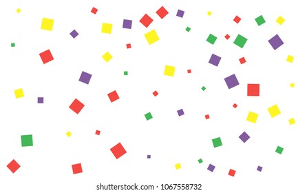 Many Stylish, Modern and Nice Looking Green, Red and Yellow Confetti of Different Size on White Background
