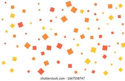Many Stylish, Modern and Nice Looking Red, Orange and Yellow Confetti of Different Size on White Background