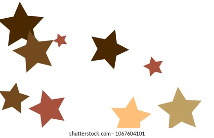 Many Stylish, Modern and Nice Looking Orange, Green and Dark Red Stars of Different size on White Background