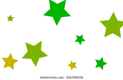 Many Stylish, Modern and Nice Looking Yellow and Green Stars of Different size on White Background