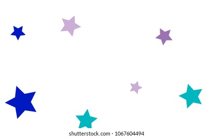 Many Stylish, Modern and Nice Looking Violet and Blue Stars of Different size on White Background