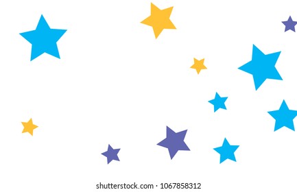 Many Stylish, Modern and Nice Looking Yellow and Blue Stars of Different size on White Background