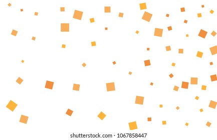 Many Stylish, Modern and Nice Looking Orange and Yellow Confetti of Different Size on White Background