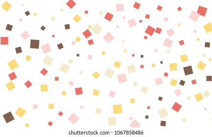 Many Stylish, Modern and Nice Looking Brown, Pink, Red and Yellow Confetti of Different Size on White Background