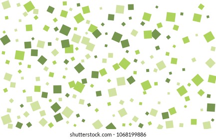 Many Stylish, Modern and Nice Looking Green Confetti of Different Size on White Background