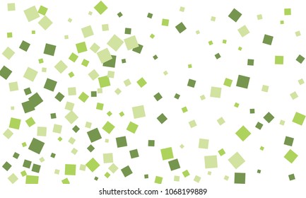 Many Stylish, Modern and Nice Looking Green Confetti of Different Size on White Background