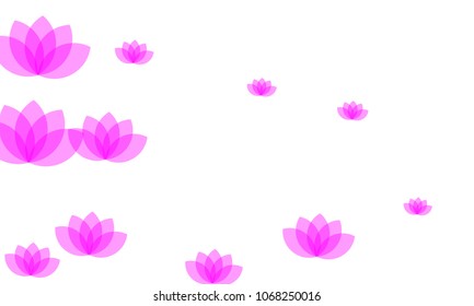 Many Stylish, Modern and Nice Looking Pink Lotuses on White Background