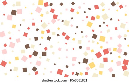 Many Stylish, Modern and Nice Looking Brown, Pink, Red and Yellow Confetti of Different Size on White Background