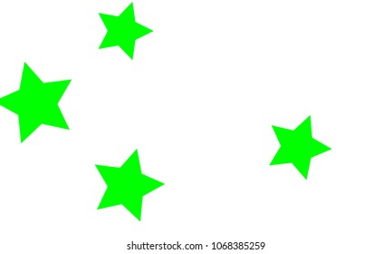 Many Stylish, Modern and Nice Looking Green Stars of Different size on White Background