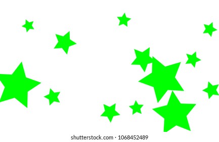 Many Stylish, Modern and Nice Looking Green Stars of Different size on White Background