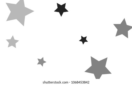 Many Stylish, Modern and Nice Looking Grey Stars of Different Size and Opacity on White Background