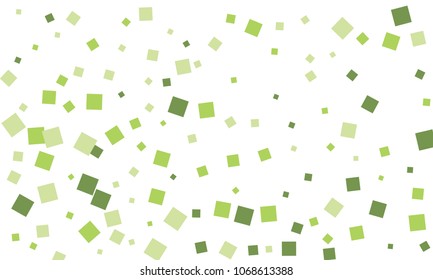 Many Stylish, Modern and Nice Looking Green Confetti of Different Size on White Background