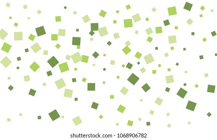 Many Stylish, Modern and Nice Looking Green Confetti of Different Size on White Background