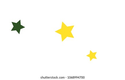 Many Stylish, Modern and Nice Looking Yellow and Green, Pink, Orange and Yellow Stars of Different size on White Background