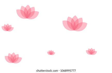Many Stylish, Modern and Nice Looking Pink Lotuses on White Background