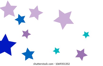 Many Stylish, Modern and Nice Looking Violet and Blue Stars of Different size on White Background
