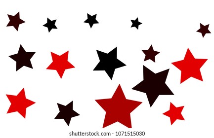 Many Stylish, Modern and Nice Looking Black and Red Stars of Different size on White Background