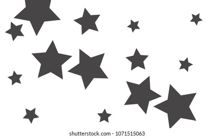 Many Stylish, Modern and Nice Looking Grey Stars of Different size on White Background