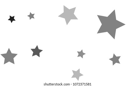 Many Stylish, Modern and Nice Looking Grey Stars of Different Size and Opacity on White Background
