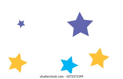 Many Stylish, Modern and Nice Looking Yellow and Blue Stars of Different size on White Background